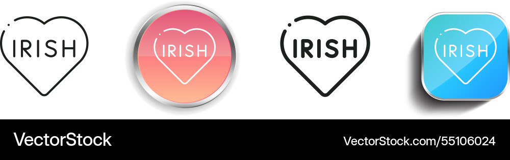 Irish icon thin linear regular and button style vector image