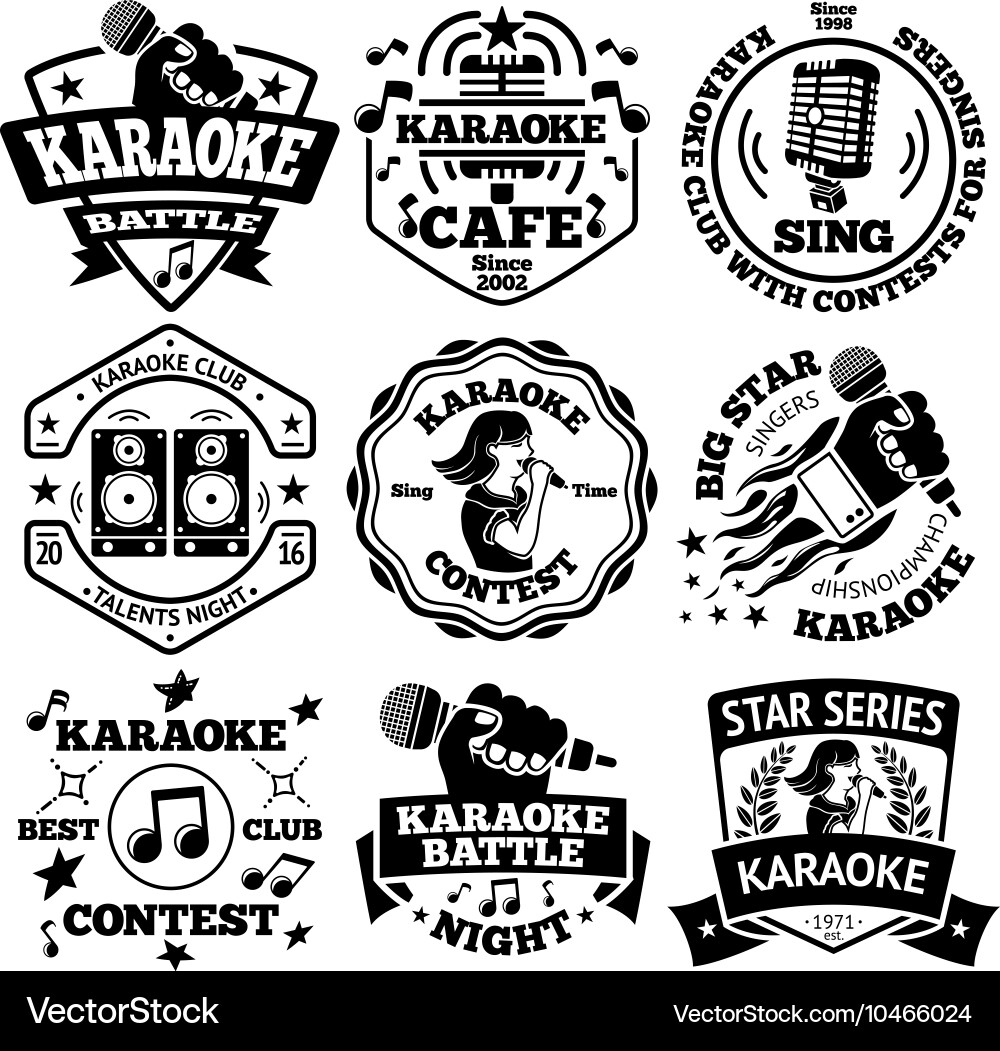 Karaoke Labels & Badges Set Vector Image