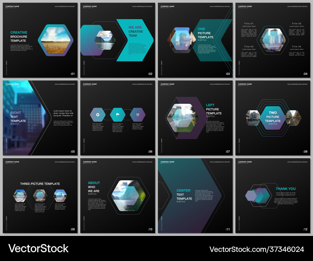 Minimal brochure templates with colorful hexagonal vector image