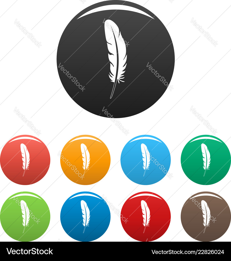 Nib feather icons set color Nib feather icons set color vector image