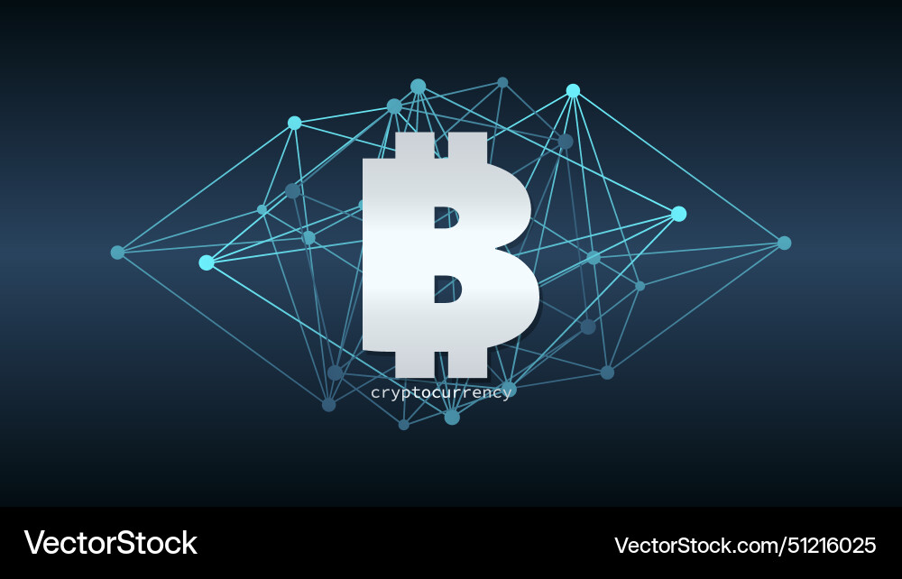 Bitcoin sign low poly pattern blockchain vector image