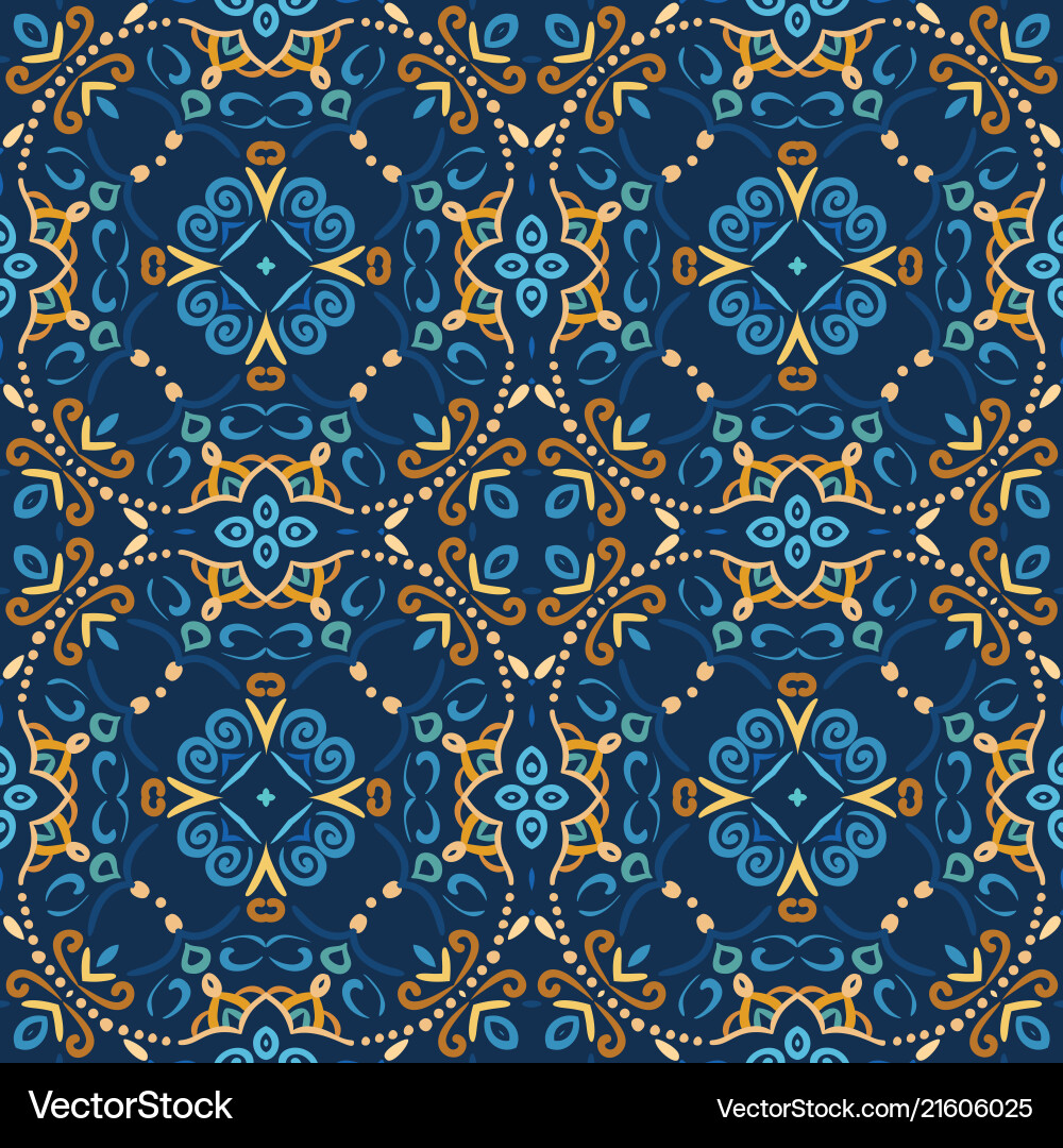 Blaue orientalische Nahtlose Muster Vektorbild