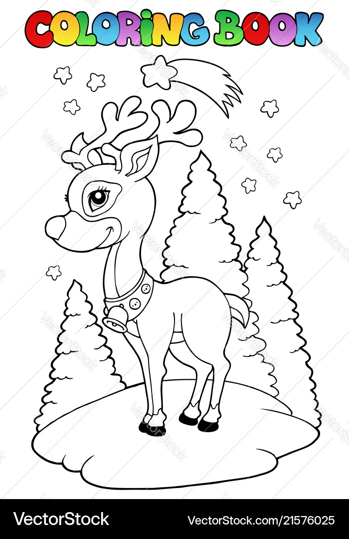 Coloring book christmas reindeer 2 Coloring book christmas reindeer 2 vector image