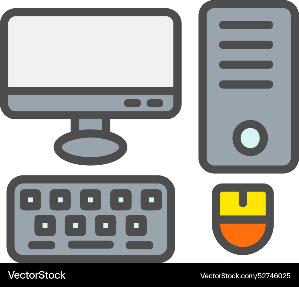 Computer line filled icon design Vector Image