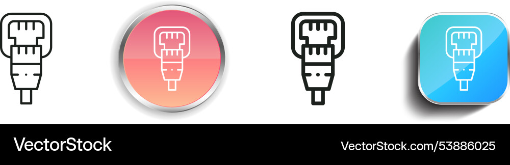 Ethernet icon thin linear regular and button vector image