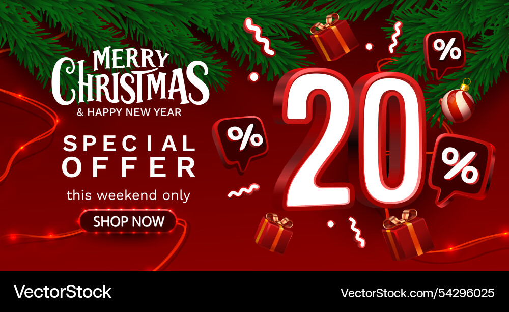 Frohe Weihnachten 20 Prozent Rabatt Verkauf Frohe Weihnachten 20 Prozent Rabatt Verkauf vektorbild