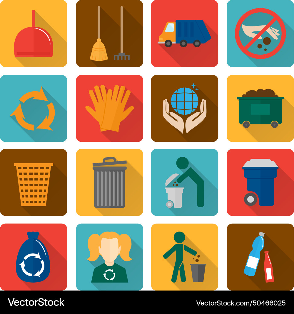 Garbage icons set Garbage icons set Vector Image