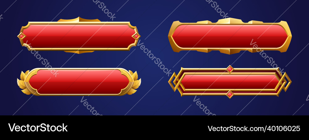 Medieval buttons ui game menu isolated elements Medieval buttons ui game menu isolated elements vector image