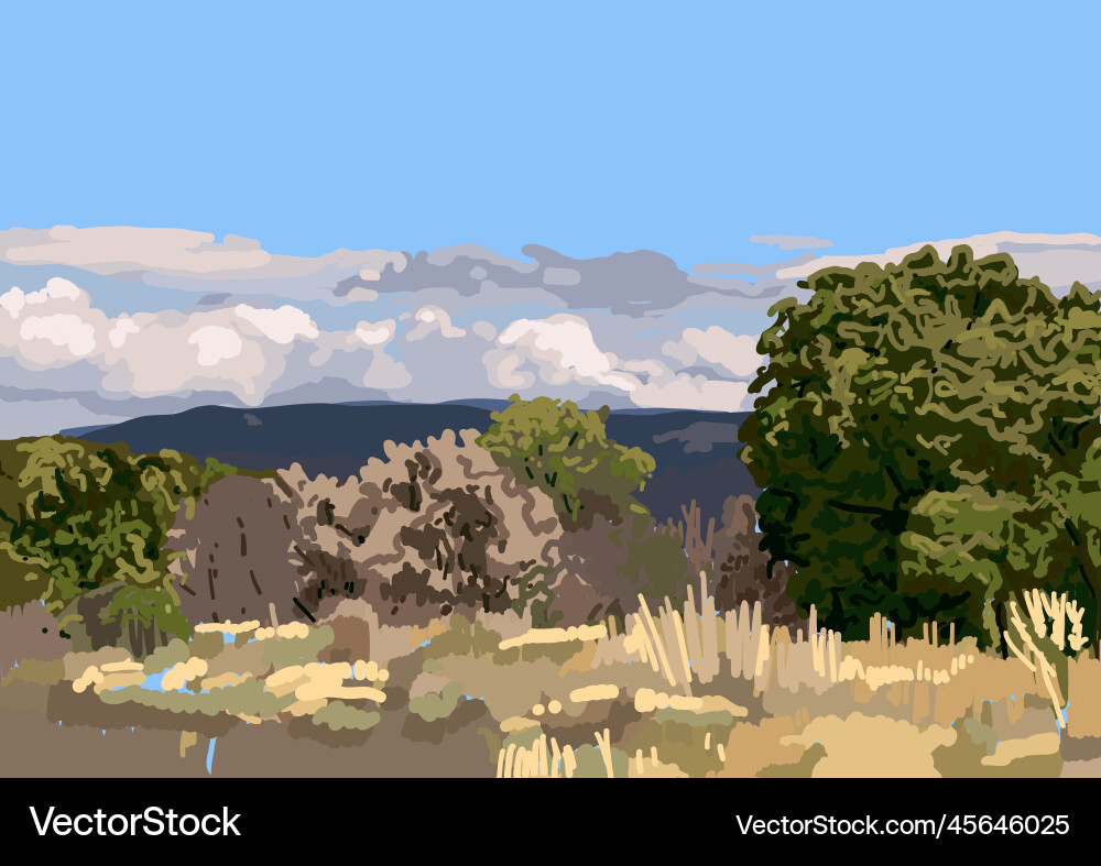 Scenic autumn view of trees on the fields Scenic autumn view of trees on the fields vector image