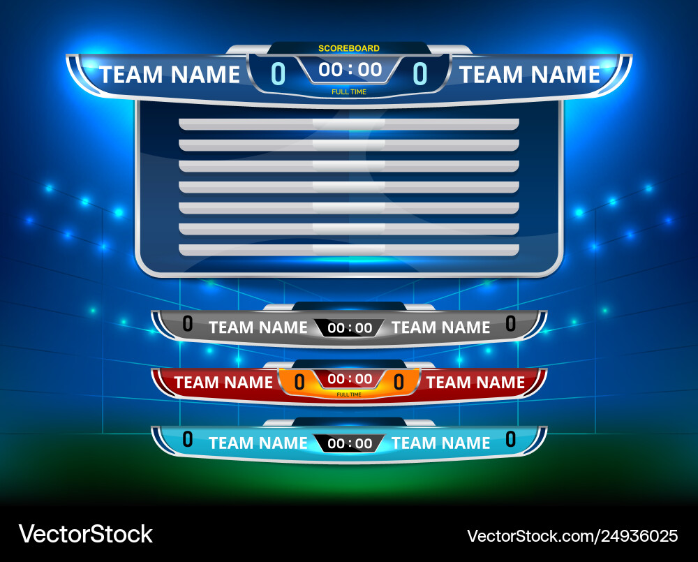 Scoreboard Broadcast Grafik und niedrigere Drittel Scoreboard Broadcast Grafik und niedrigere Drittel vektorbild