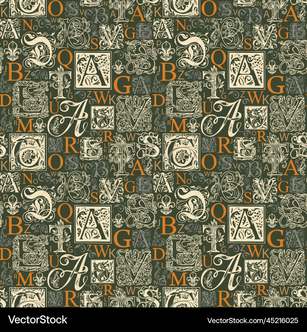 Seamless pattern with hand-drawn initial Seamless pattern with hand-drawn initial Vector Image