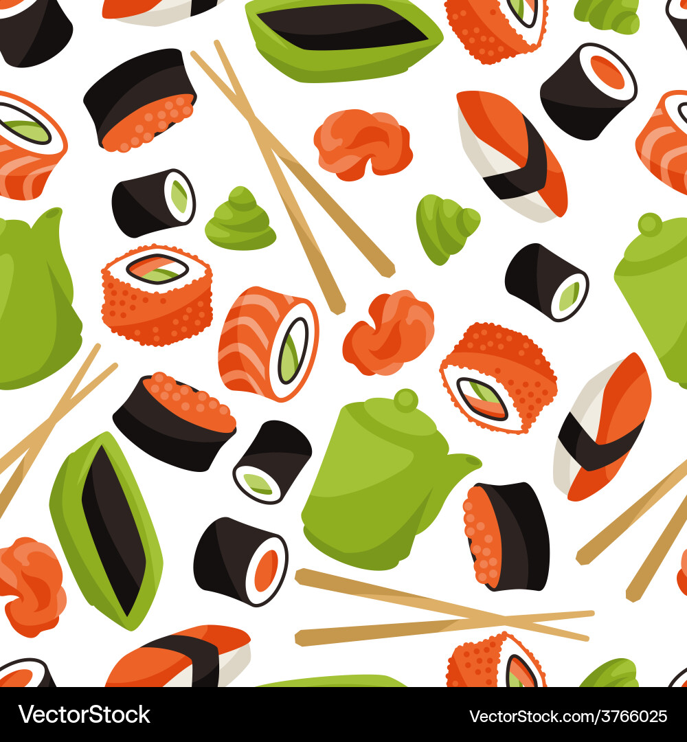Seamless pattern with sushi Royalty Free Vector Image
