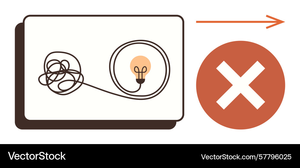 Solution concept with lightbulb and cross mark vector image