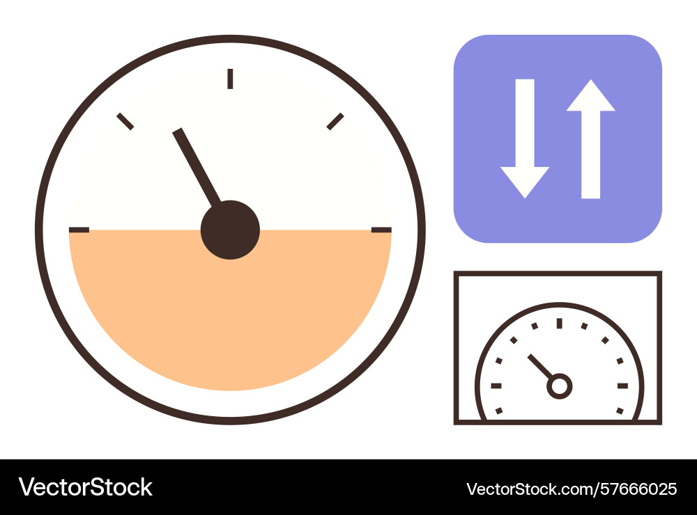 Speedometer with gauge dial and data transfer vector image