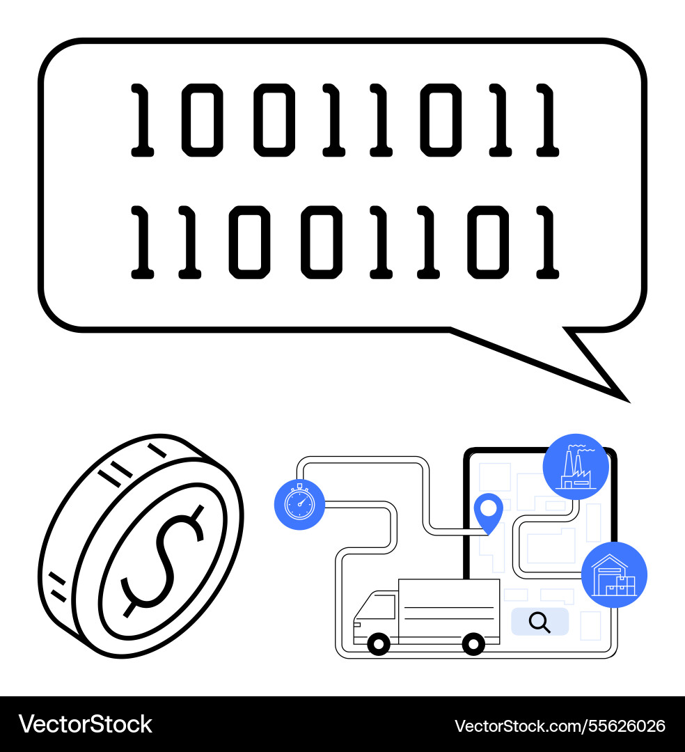 Binary code digital currency and supply chain Binary code digital currency and supply chain vector image