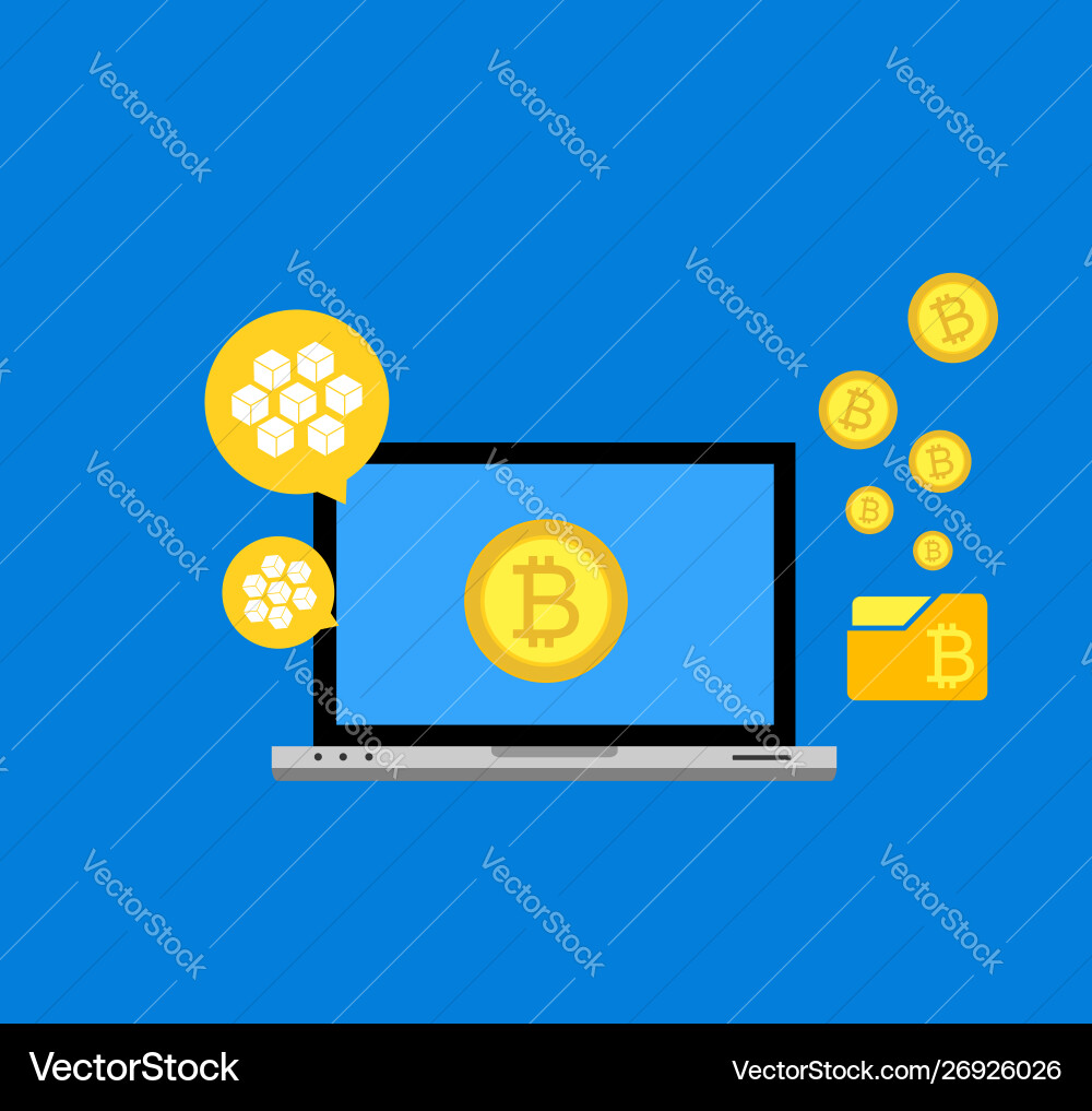 Blockchain scheme mining crypto currency server Vector Image