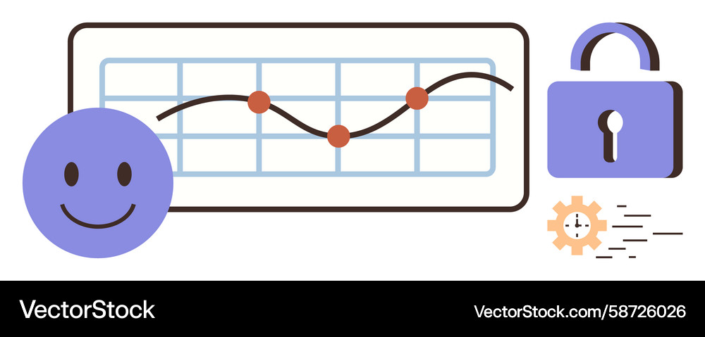 Data analytics with security integration and user Data analytics with security integration and user Vector Image