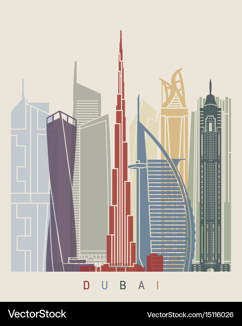 Dubai Skyline Poster Vector Image