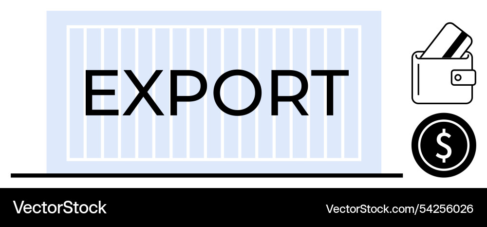 Export container with wallet and currency symbols Export container with wallet and currency symbols vector image