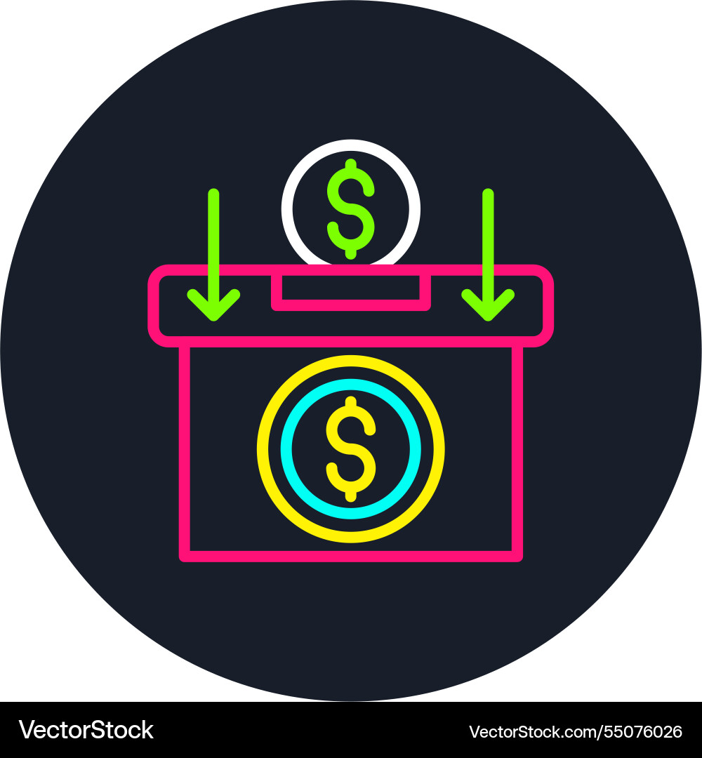 Insert coin line multi color icon Vector Image