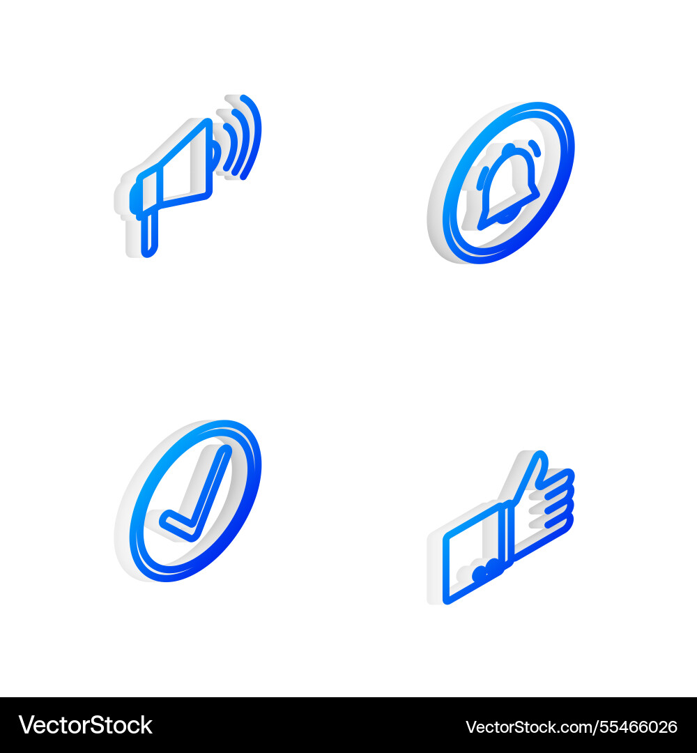 Set isometric line button chat notification Set isometric line button chat notification vector image