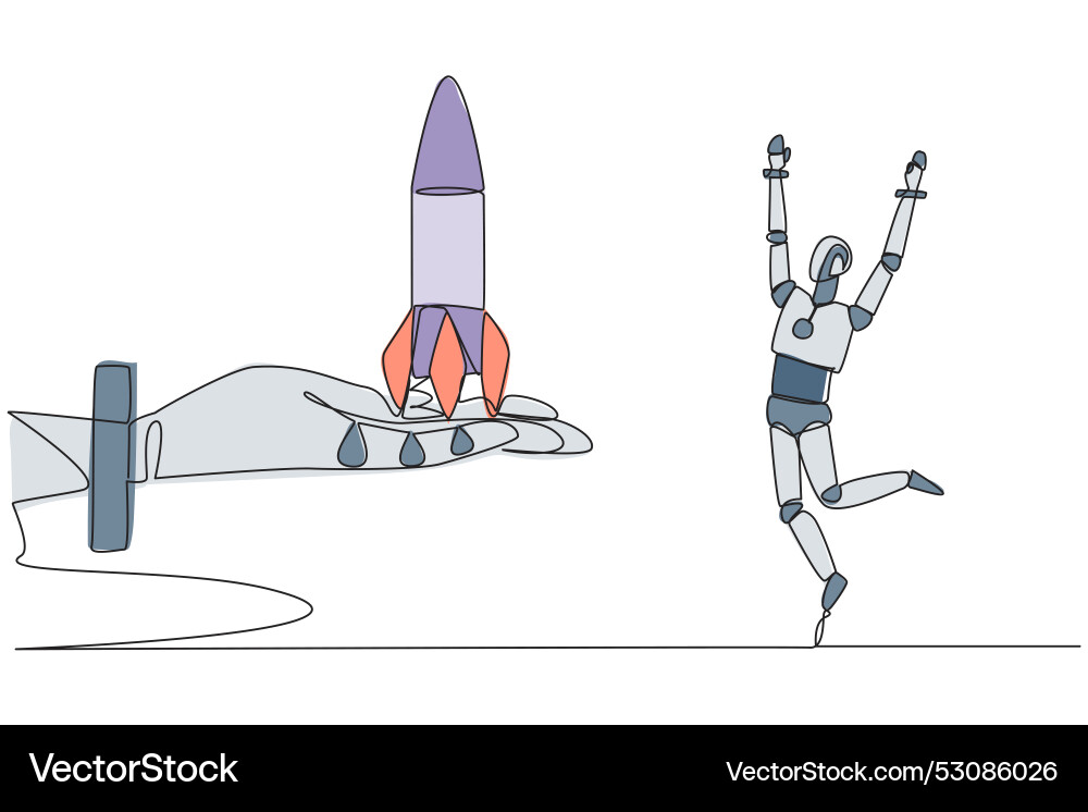 Single continuous line drawing a smart robot Single continuous line drawing a smart robot vector image