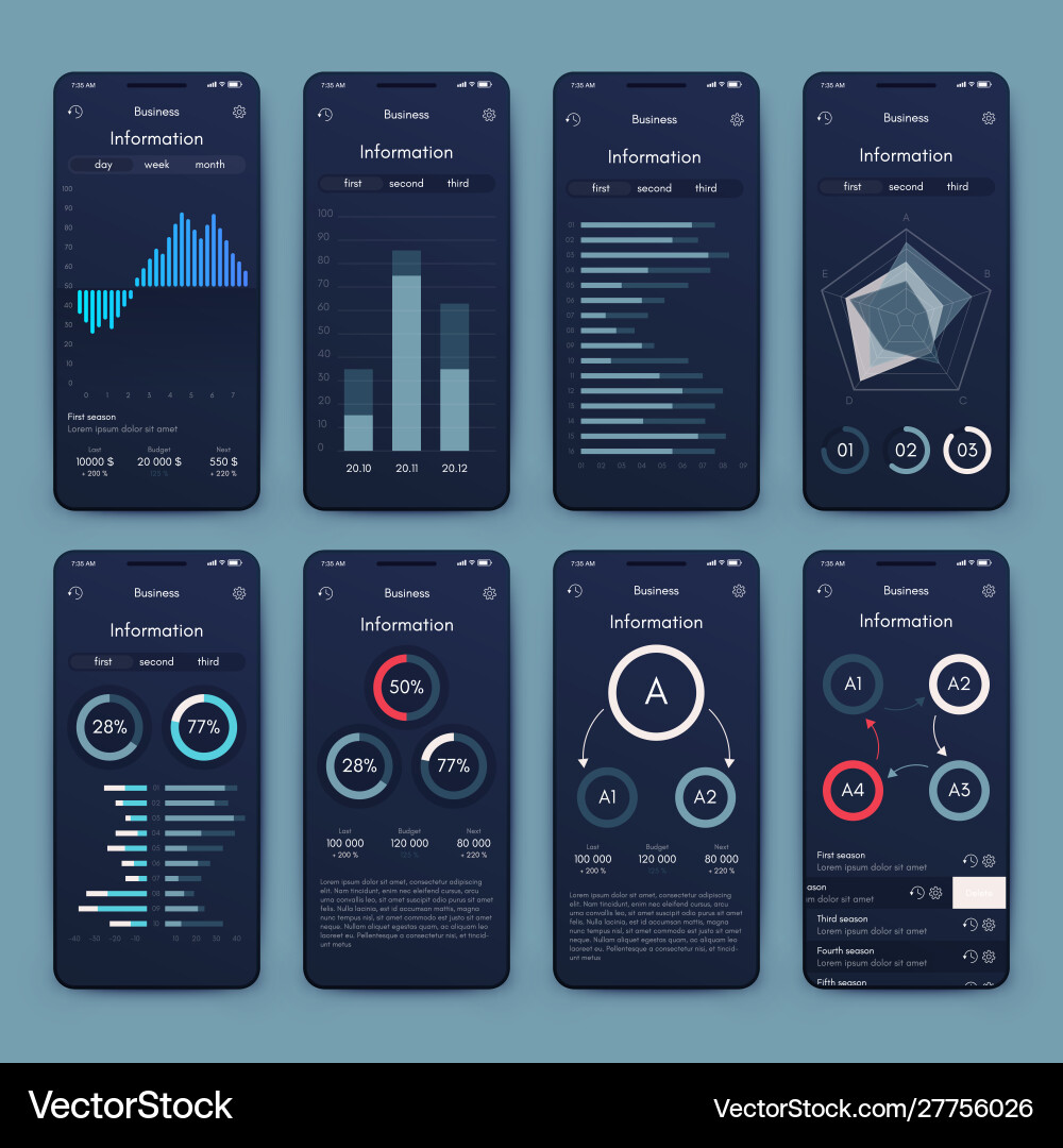 Verschiedene ui ux gui-Bildschirme und flache Web-Symbole Verschiedene ui ux gui-Bildschirme und flache Web-Symbole vektorbild