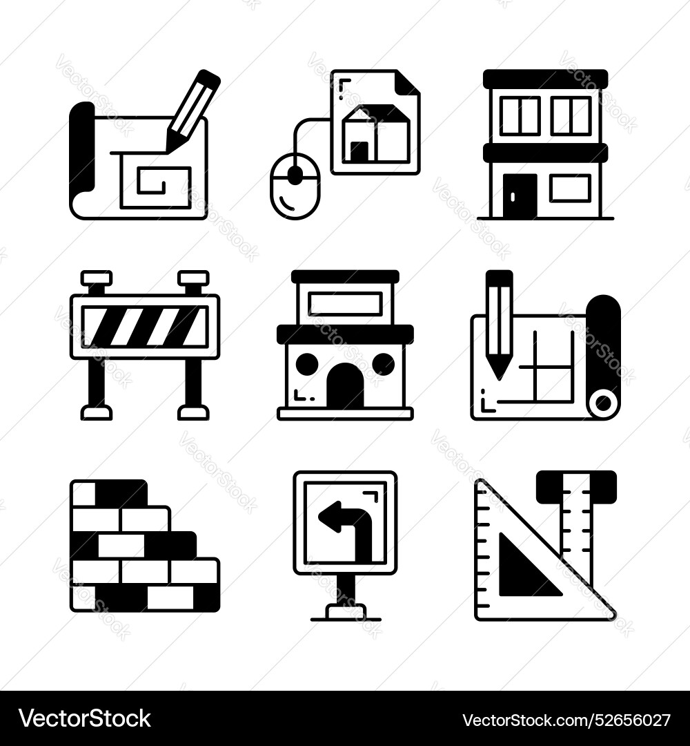 Amazing architecture and construction icons set vector image