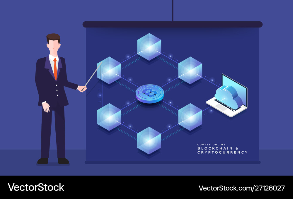 Blockchain and cryptocurrency concept vector image