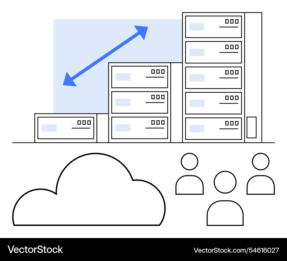 Cloud computing infrastructure with server Cloud computing infrastructure with server vector image
