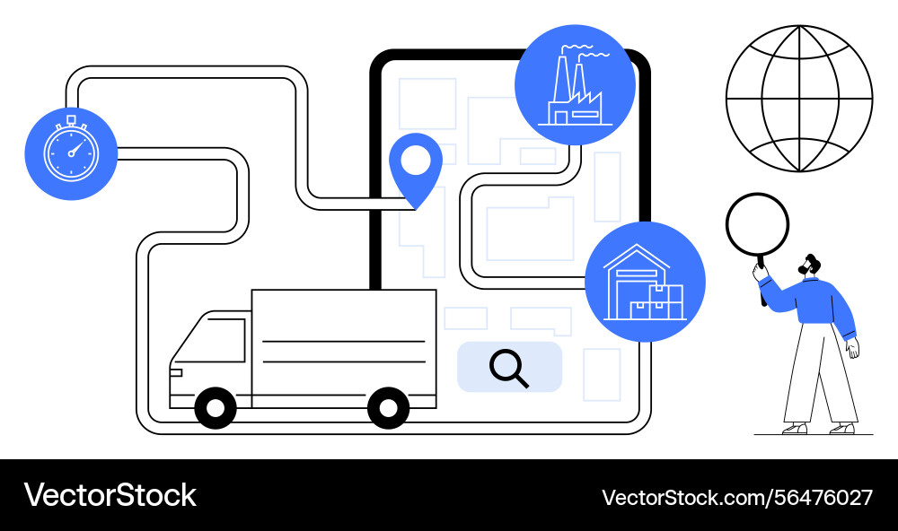 Concept of delivery route optimization Concept of delivery route optimization vector image