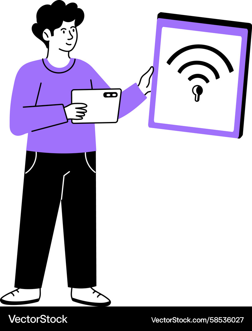 Hand Drawn Secure Network Connection Vector Image