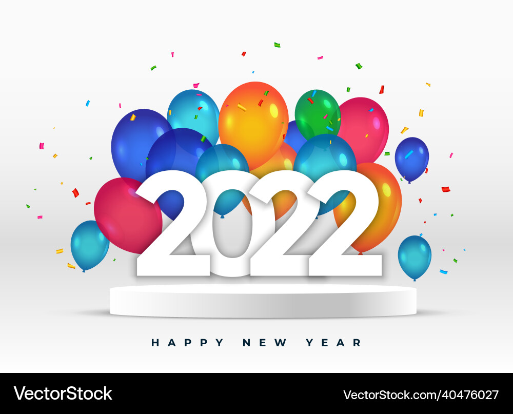 Happy New Year 2022 Balloons Background vector image
