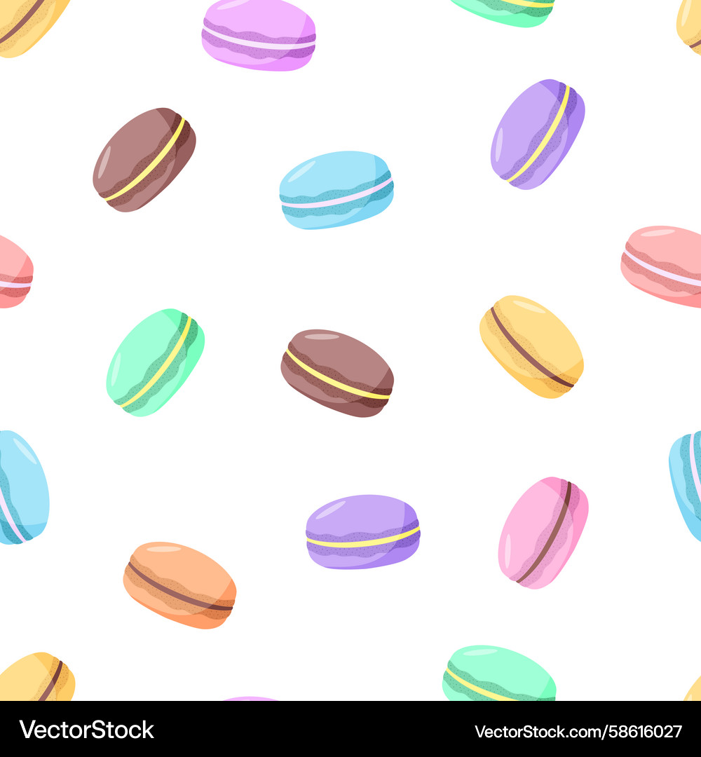 Seamless pattern with colorful macaroon cookies Vector Image