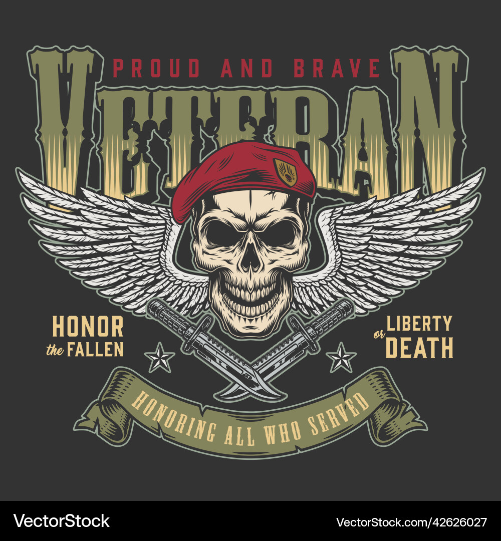 Soldier Skull with Angel Wings Vector Image