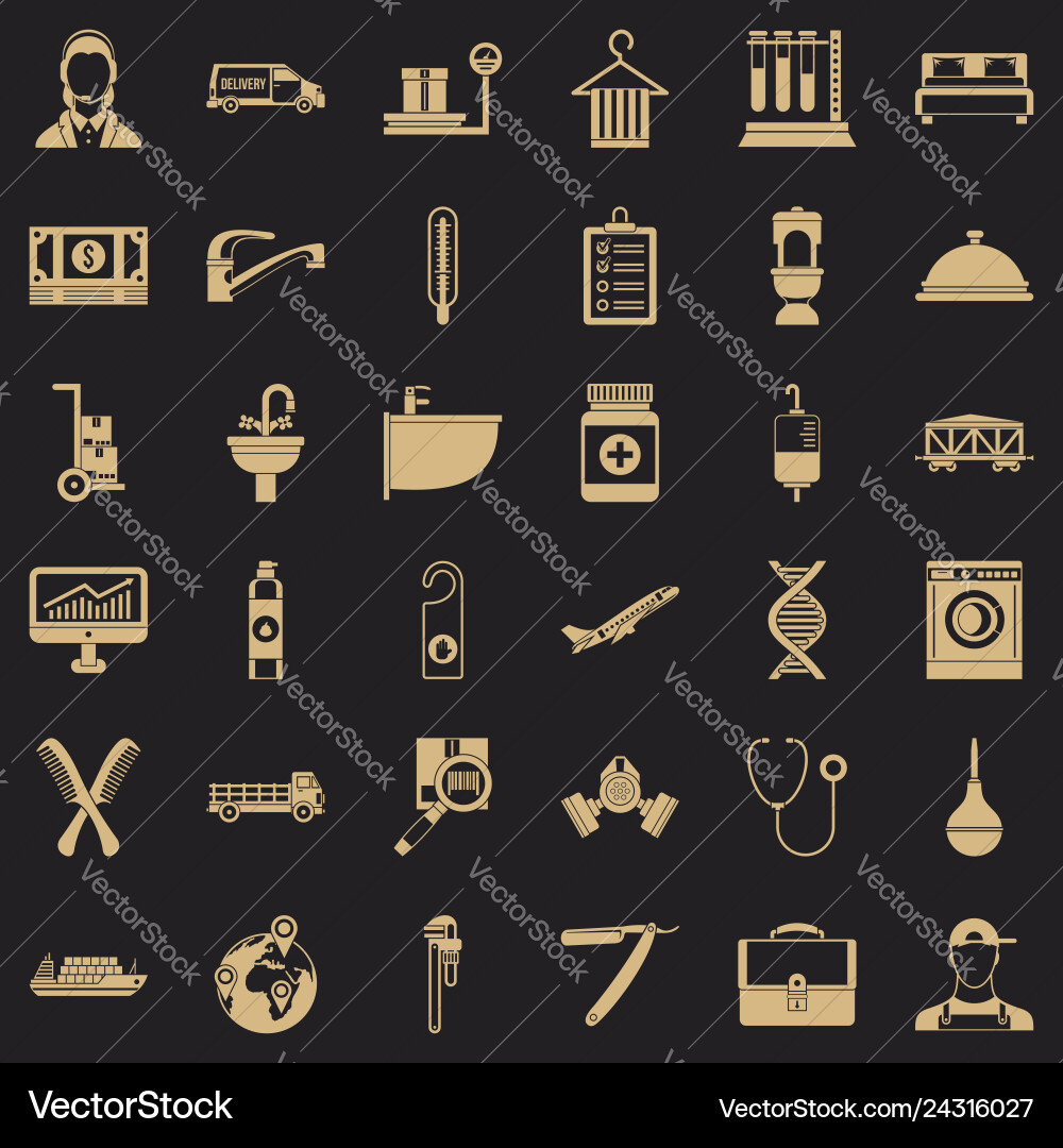 Work icons set simple style Work icons set simple style vector image