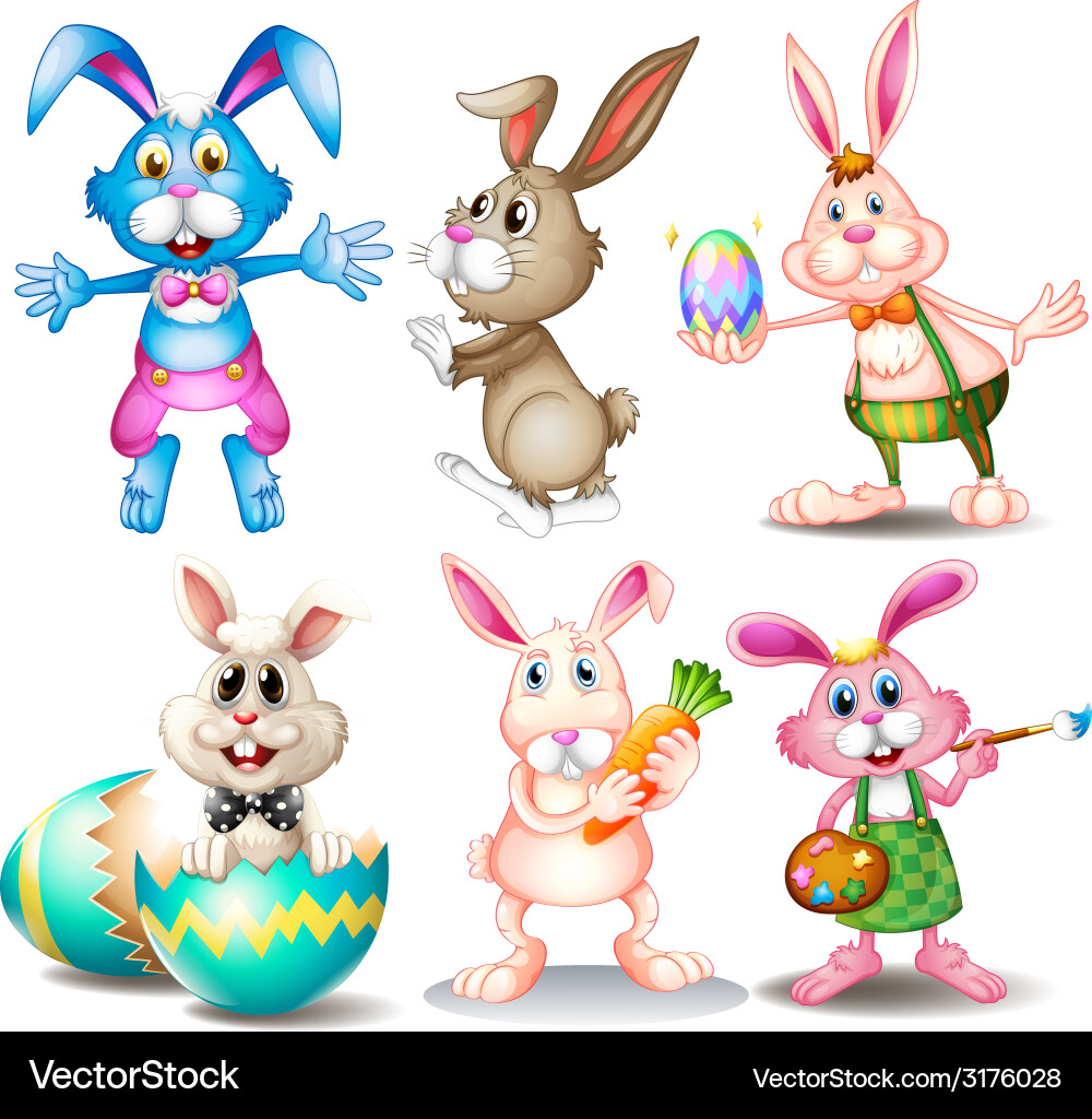 Cute Easter Rabbits vector image