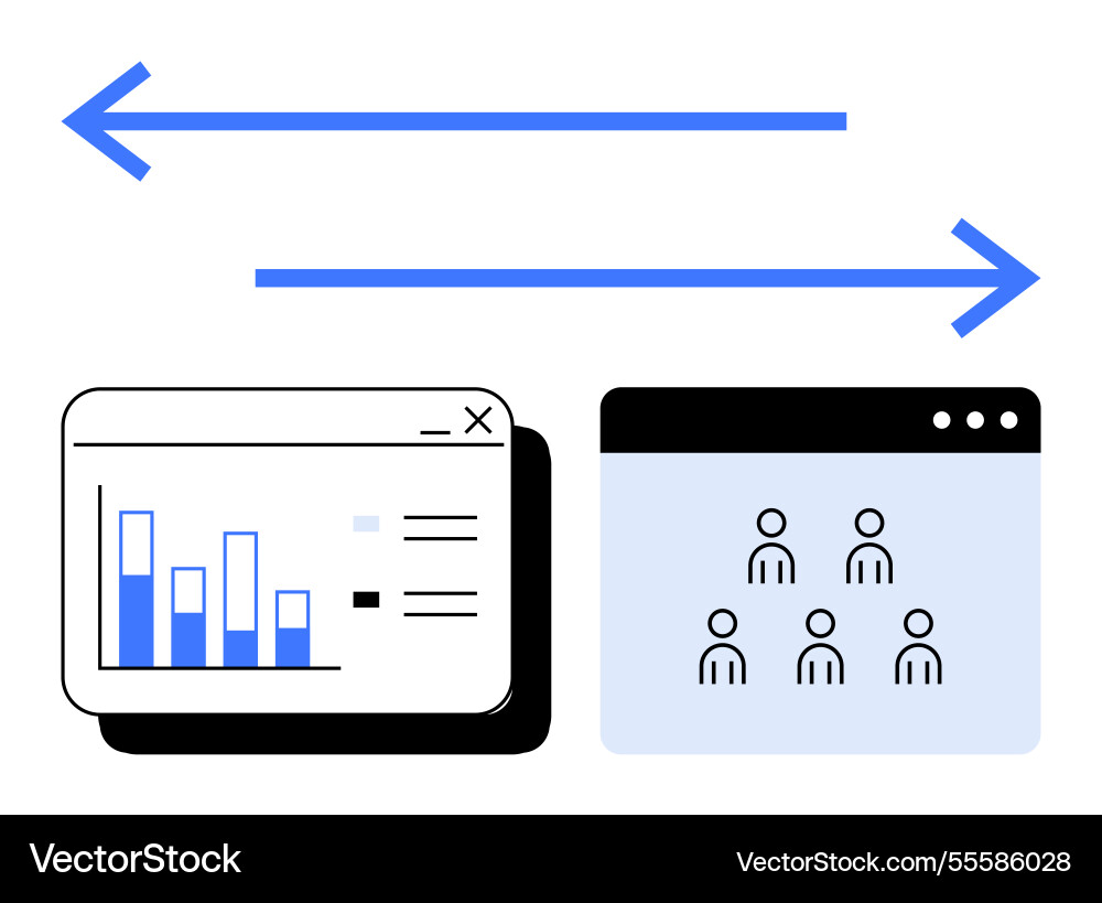 Data transfer between analytics dashboard and team Data transfer between analytics dashboard and team vector image