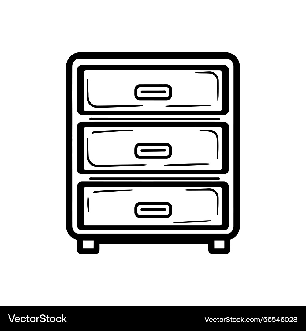 Drawer unit line art with three drawers Vector Image