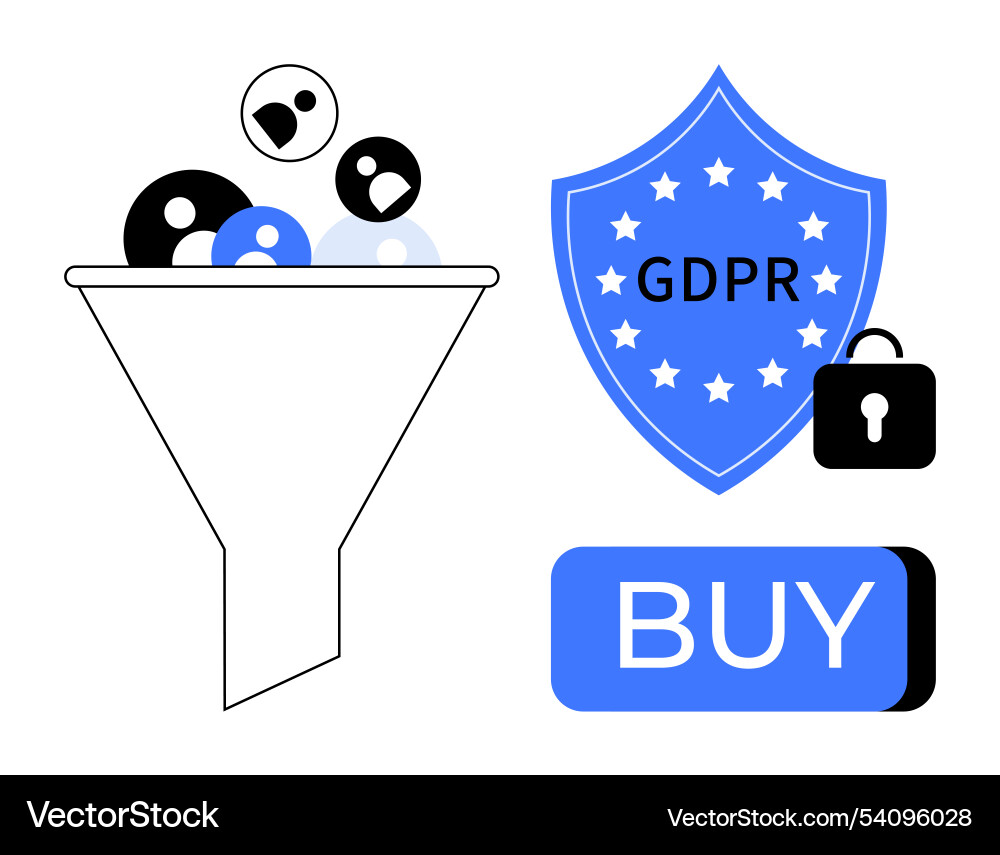 Gdpr compliance in data processing and e-commerce Gdpr compliance in data processing and e-commerce vector image