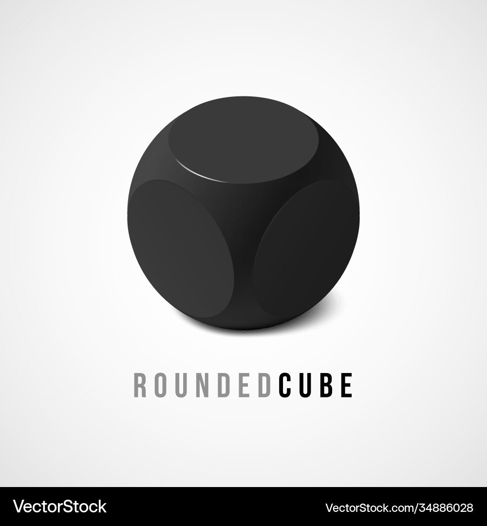 One isometric black cube with rounded edges vector image