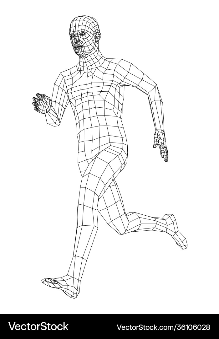 Wireframe running man Wireframe running man vector image