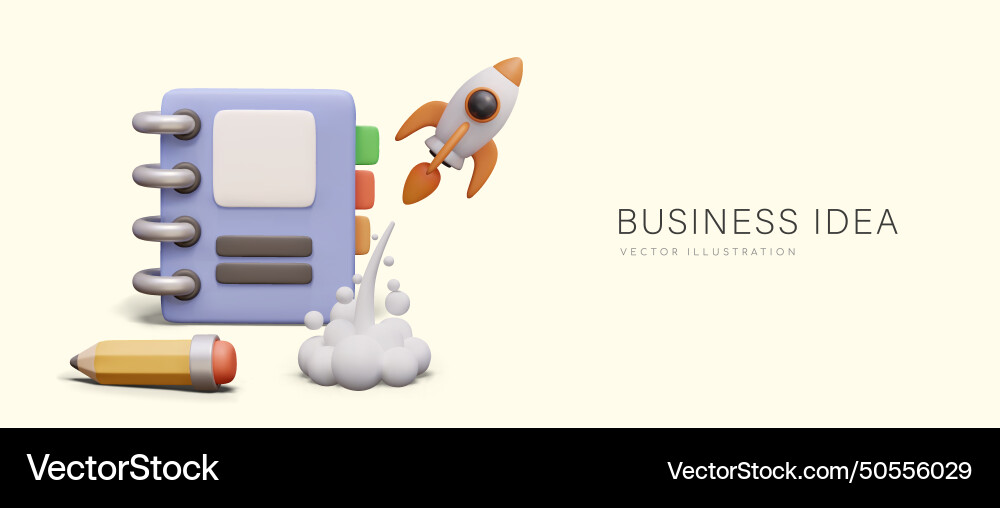Business idea new project 3d notebook with blank Vector Image