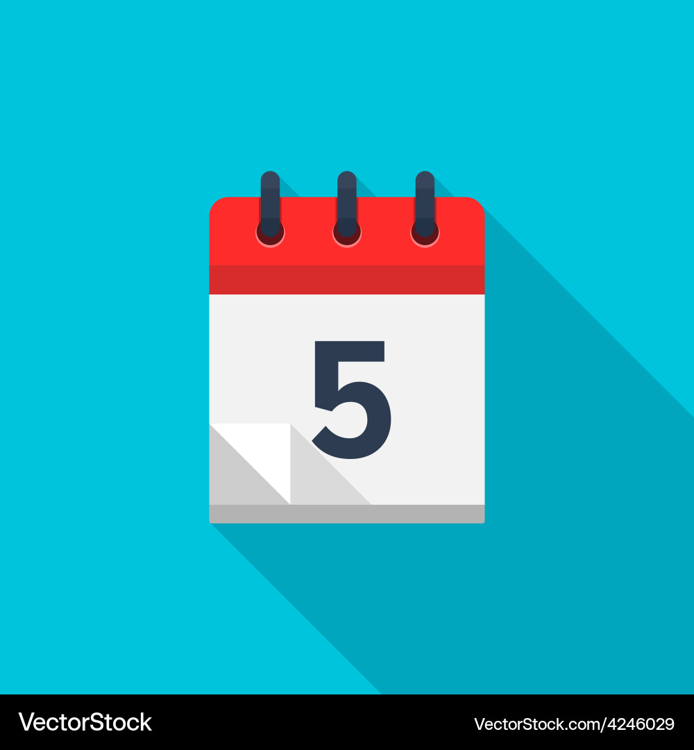 Flat calendar icon date and time background vector image