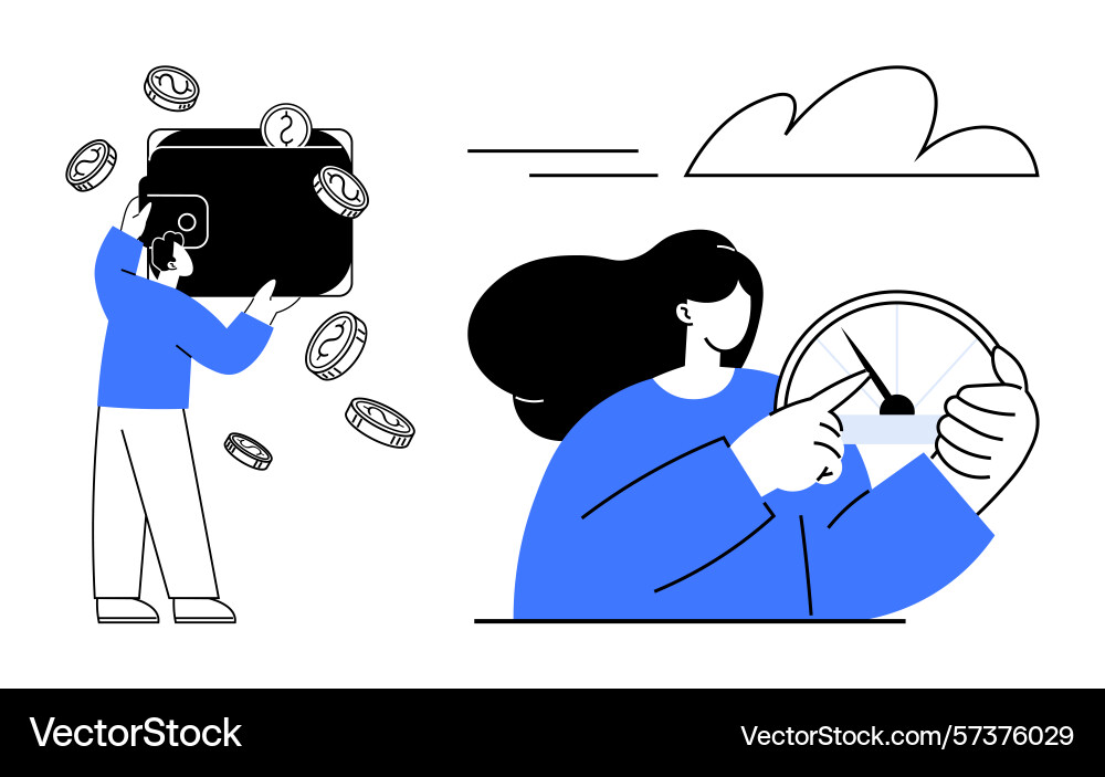Managing finances and monitoring progress Managing finances and monitoring progress vector image