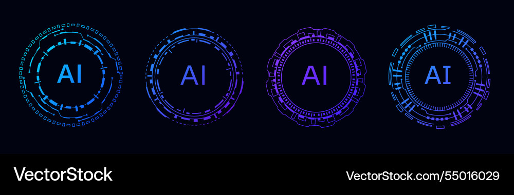 Neural network holographic frame for sci fi tech vector image