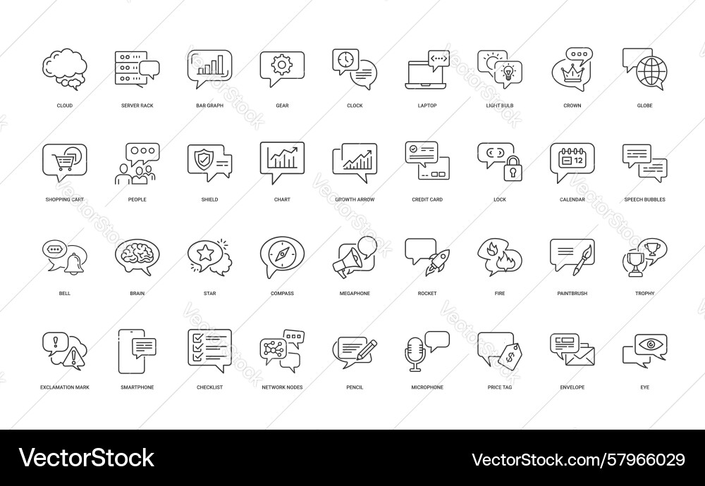 Speech Bubble Icon Set - Communication Vector Image