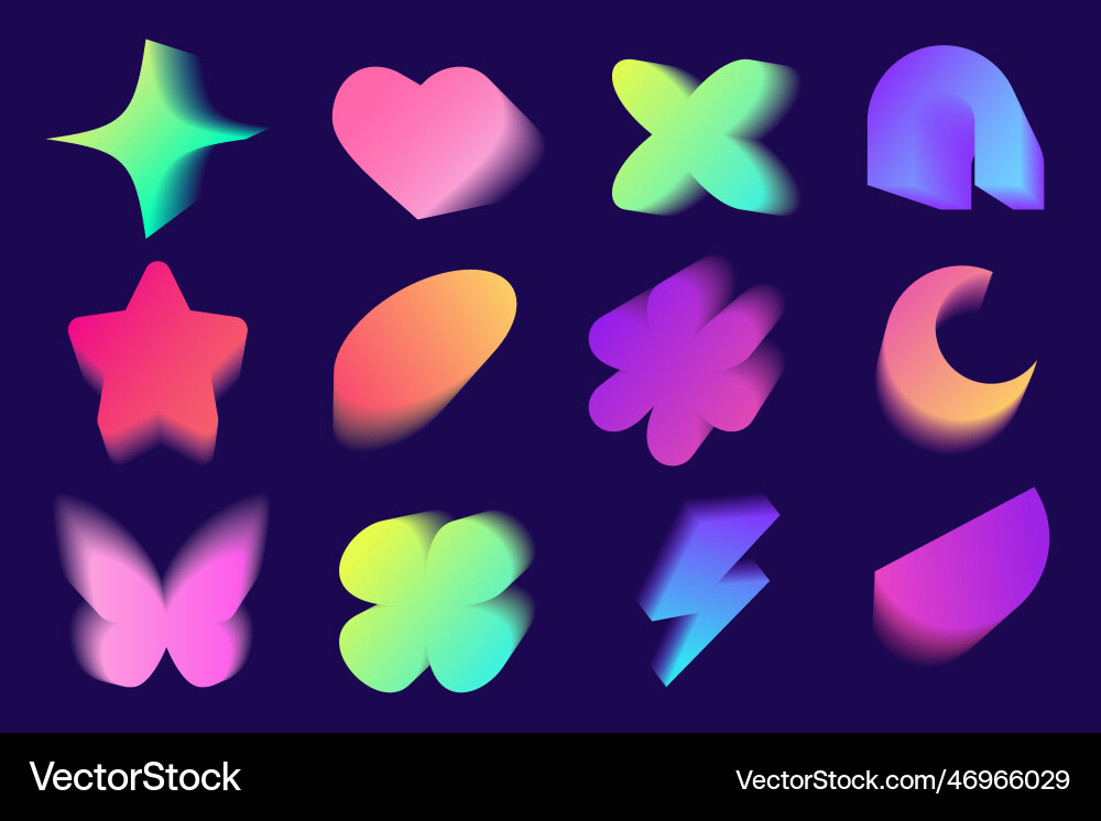Y2k gradient shapes holographic soft elements Y2k gradient shapes holographic soft elements Vector Image