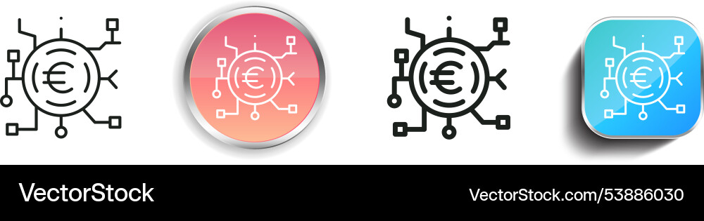 Euro icon thin linear regular and button style Euro icon thin linear regular and button style Vector Image