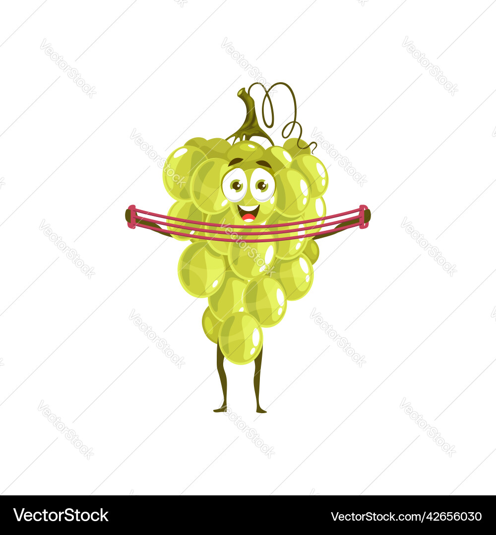 Happy Trauben-Mascot-Training mit Expander Happy Trauben-Mascot-Training mit Expander vektorbild